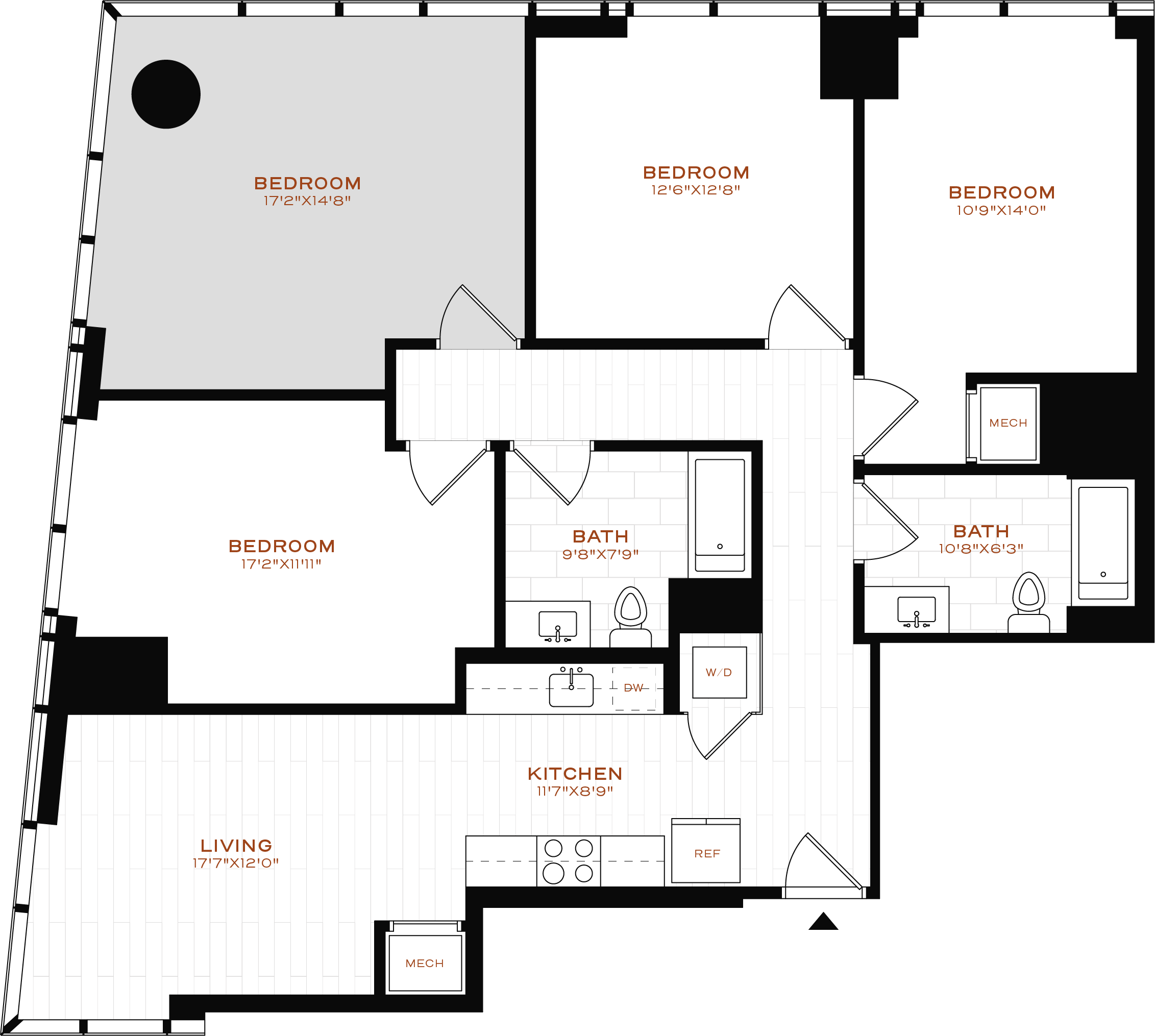 Rendering of the Co-Living LT-09 Bedroom 2 Floor Plan